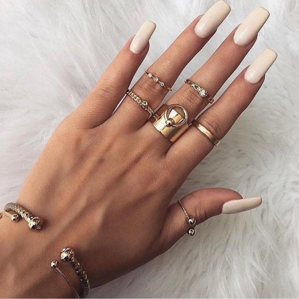 Six Boho Gold Ring Set